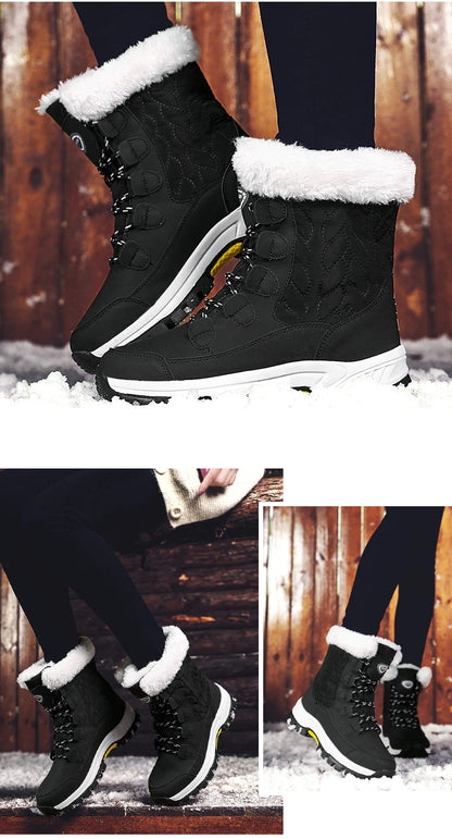 Warm Fur Lined Winter Ankle High Platform Boots Snow Boots