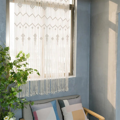 Hand-woven Macrame Cotton Tapestry Curtain, Wall Hanging Art Tapestry, Boho Decoration, Bohemian Wedding Backdrop Tapestry
