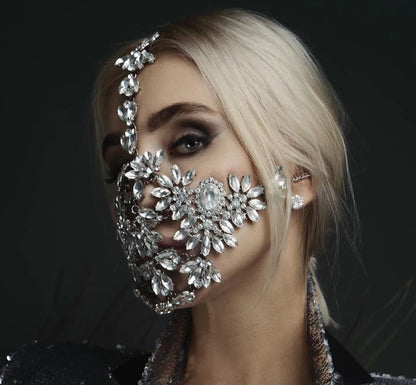 Stonefans Exaggerated Halloween Crystal Mask. Handmade Rhinestone Bling