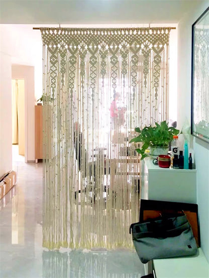 Hand-woven Macrame Cotton Tapestry Curtain, Wall Hanging Art Tapestry, Boho Decoration, Bohemian Wedding Backdrop Tapestry