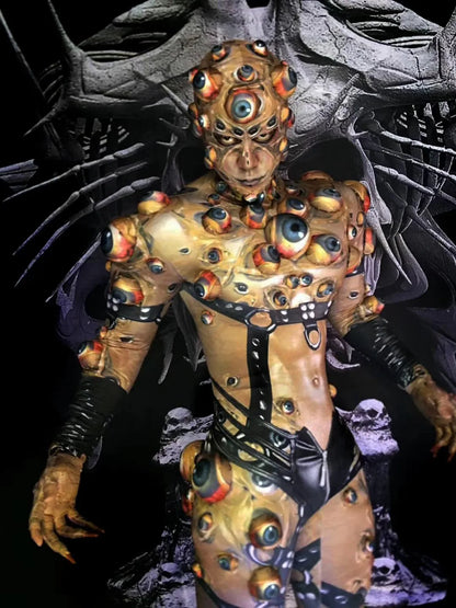 Halloween Men and Women Horror Costume, 3D Eye Novelty Stretch Jumpsuit Rompers