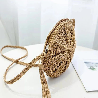 Boho Crossbody Bags, Round Shoulder Purse, Faux Leather Strap. In 7 Colors, Designs, and Sizes