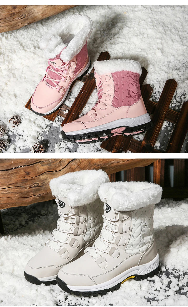 Warm Fur Lined Winter Ankle High Platform Boots Snow Boots