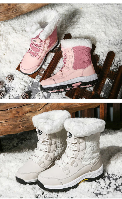 Warm Fur Lined Winter Ankle High Platform Boots Snow Boots