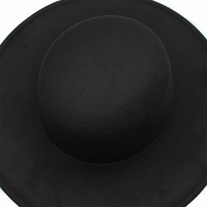 French Wide Brim Women's Fedora Wool Hat  Flat Top Felt in Marigold, White, and Black.