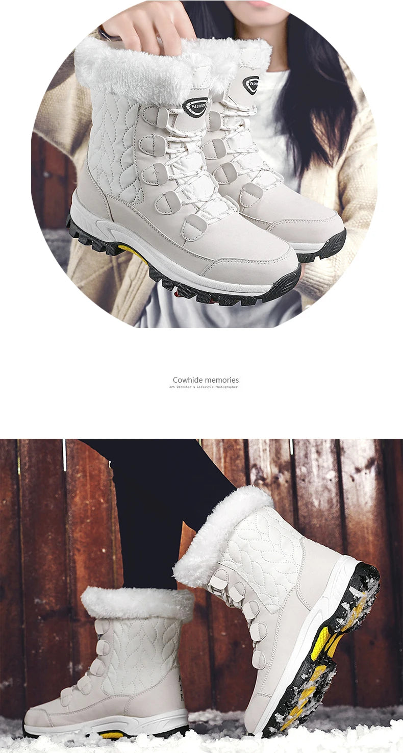 Warm Fur Lined Winter Ankle High Platform Boots Snow Boots