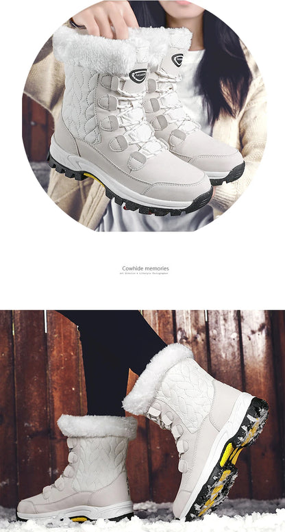 Warm Fur Lined Winter Ankle High Platform Boots Snow Boots