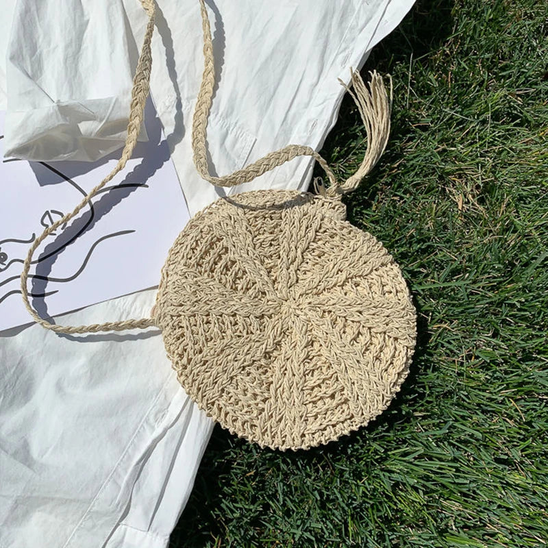 Boho Crossbody Bags, Round Shoulder Purse, Faux Leather Strap. In 7 Colors, Designs, and Sizes