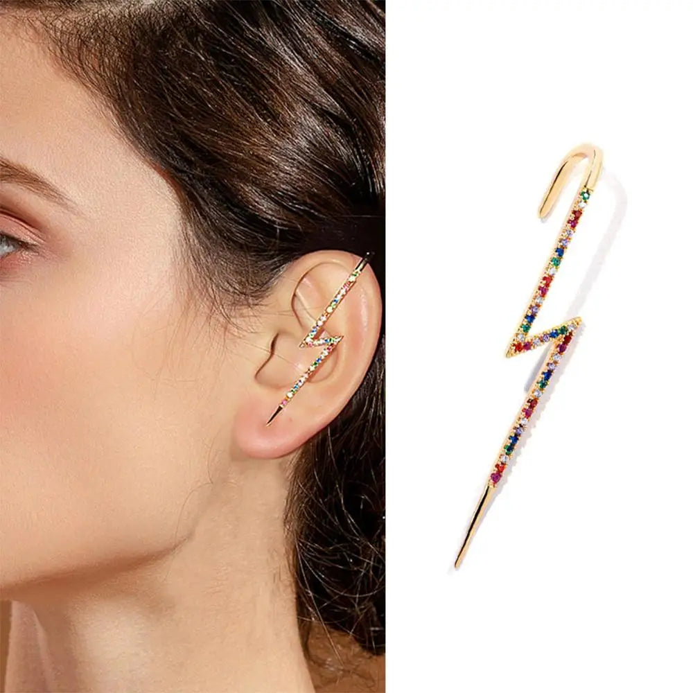 Bohemian Gold Color Earrings Ear Wrap Crawler Hook Earring Zirconia
