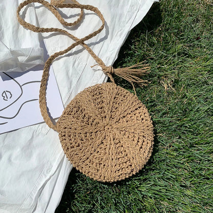Boho Crossbody Bags, Round Shoulder Purse, Faux Leather Strap. In 7 Colors, Designs, and Sizes