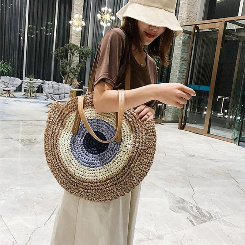 Boho Crossbody Bags, Round Shoulder Purse, Faux Leather Strap. In 7 Colors, Designs, and Sizes