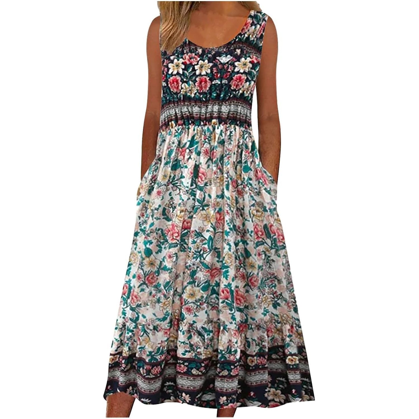 Sizes to 5XL, Sleeveless, Pullover, Tank Top, Dress with Pockets. Comes in 5 Designs