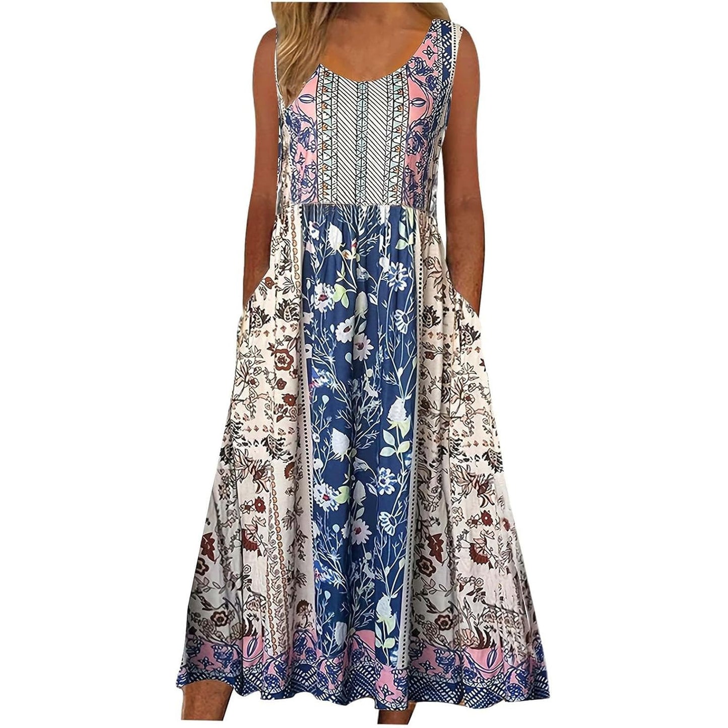 Sizes to 5XL, Sleeveless, Pullover, Tank Top, Dress with Pockets. Comes in 5 Designs