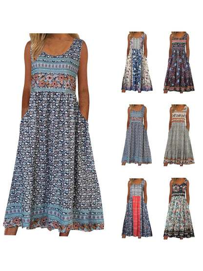 Sizes to 5XL, Sleeveless, Pullover, Tank Top, Dress with Pockets. Comes in 5 Designs