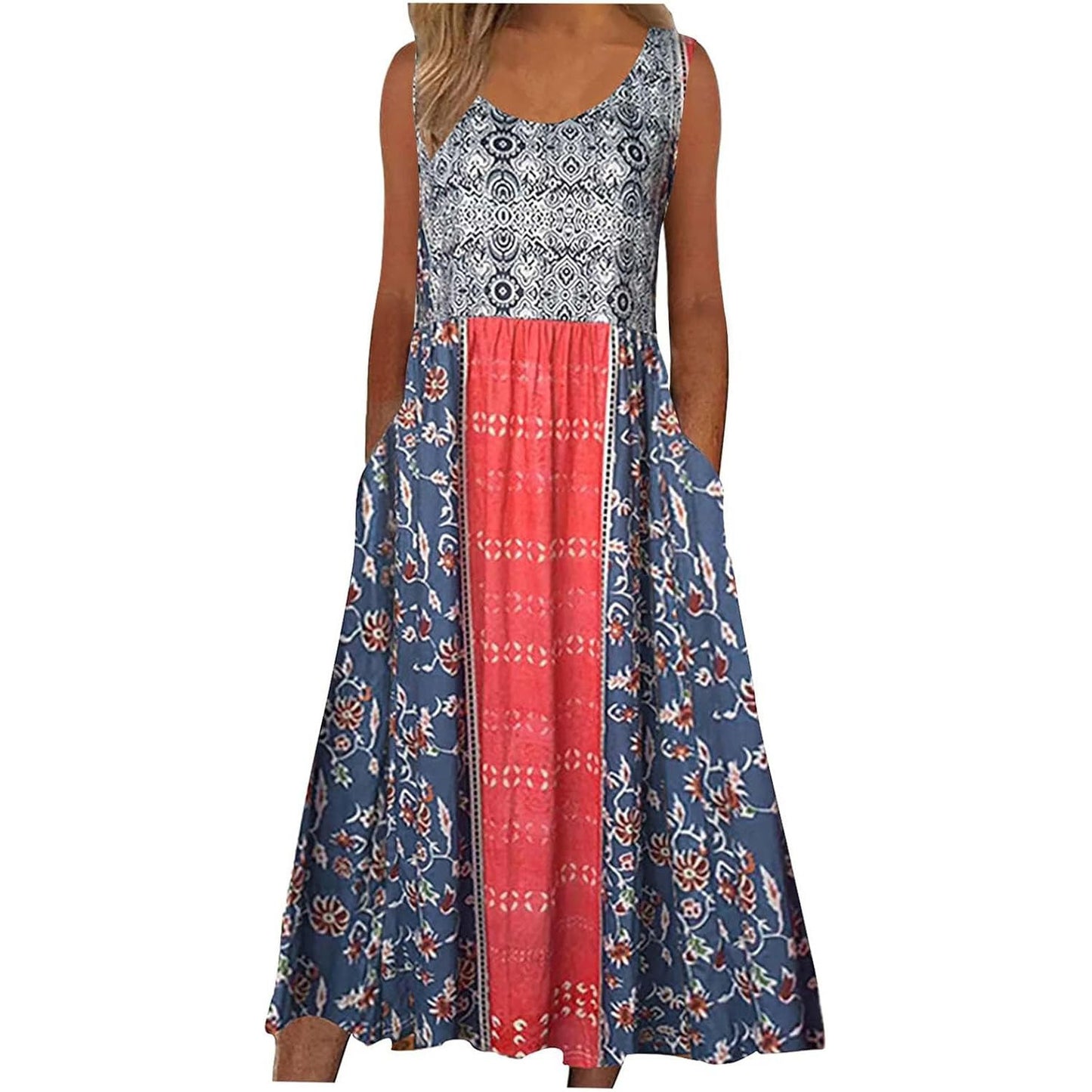 Sizes to 5XL, Sleeveless, Pullover, Tank Top, Dress with Pockets. Comes in 5 Designs
