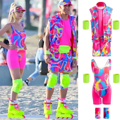 80s Workout Costume for Halloween Includes Hat, Women's Top, Shirt, Shorts