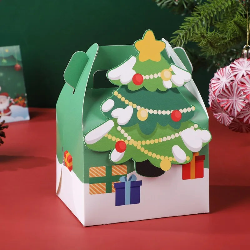 Christmas Square Cardstock Gift Bags, Sturdy Reusable