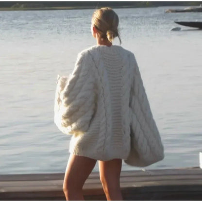 Long Sleeve Prairie Sweater Chic Solid Vintage Oversize Turtleneck Pullover