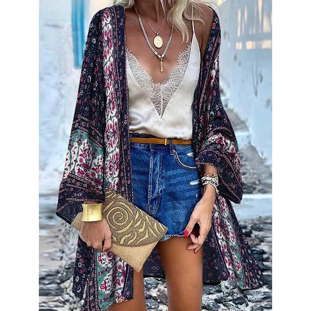 Women's Boho Blouse Cardigan Top, Casual Cover-Up in 12 designs