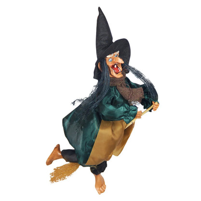 Halloween 12 Inch Hanging Broom Witch Scary Electric Witch to Haunt Your House