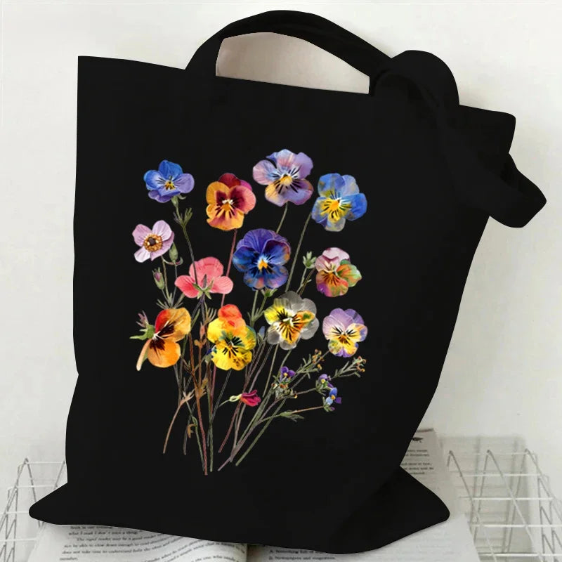 Artistic Watercolor Floral Pattern Canvas Shoulder Tote Bag . PERFECT TO USE AS A GIFT BAG INSTEAD OF PAPER