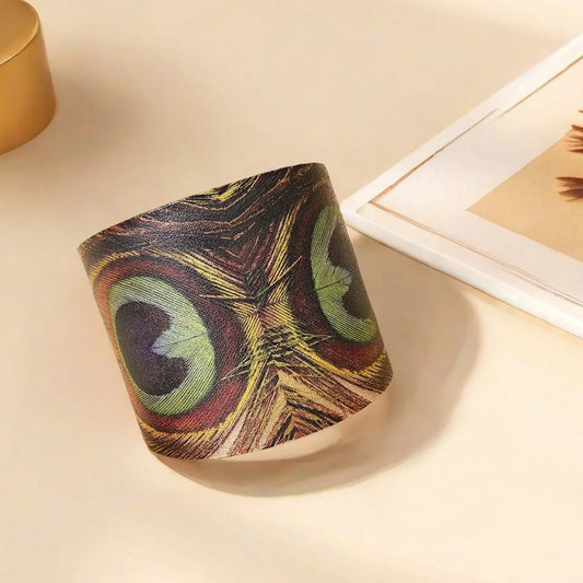 Bohemian retro bracelet peacock feather print opening adjustable bracelet