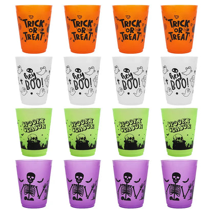24Pcs Halloween Drinking Cups, Boo, Skeleton, Happy Halloween, Trick or Treat, and more for a Colorfully Spooky Halloween Party