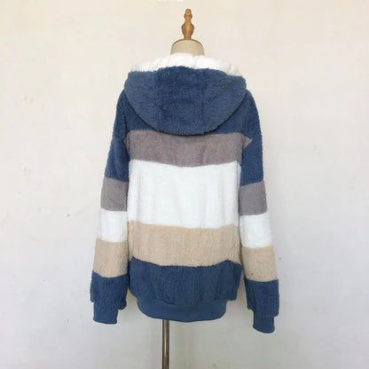 Oversized Warm Plush Jacket with Pockets, Hood, and Zipper Front, Loose, Cozy Fit. comes in 10 Colors