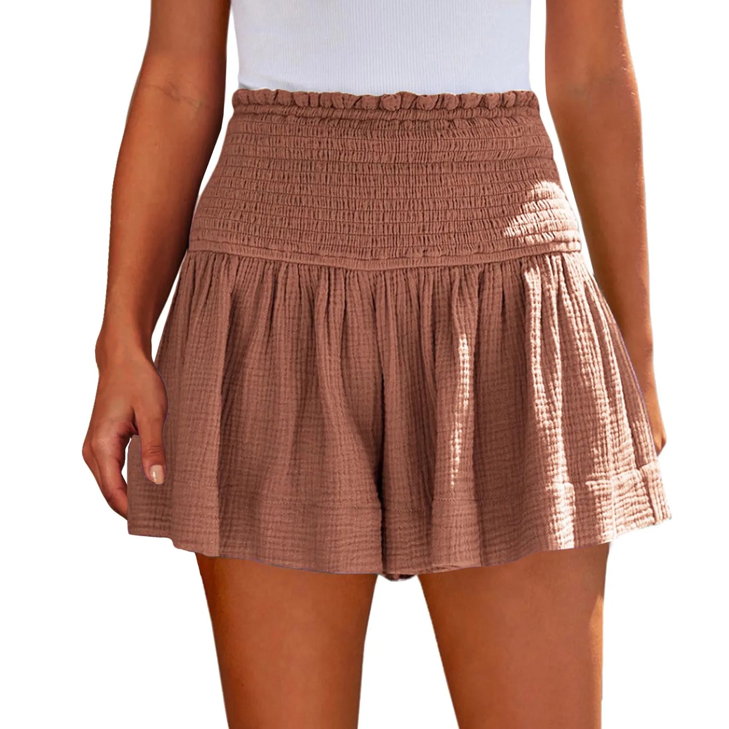 Sizes to 2XL, Elastic Waist Casual, Soft, Solid Colors, Breathable, Very Wide Leg Shorts