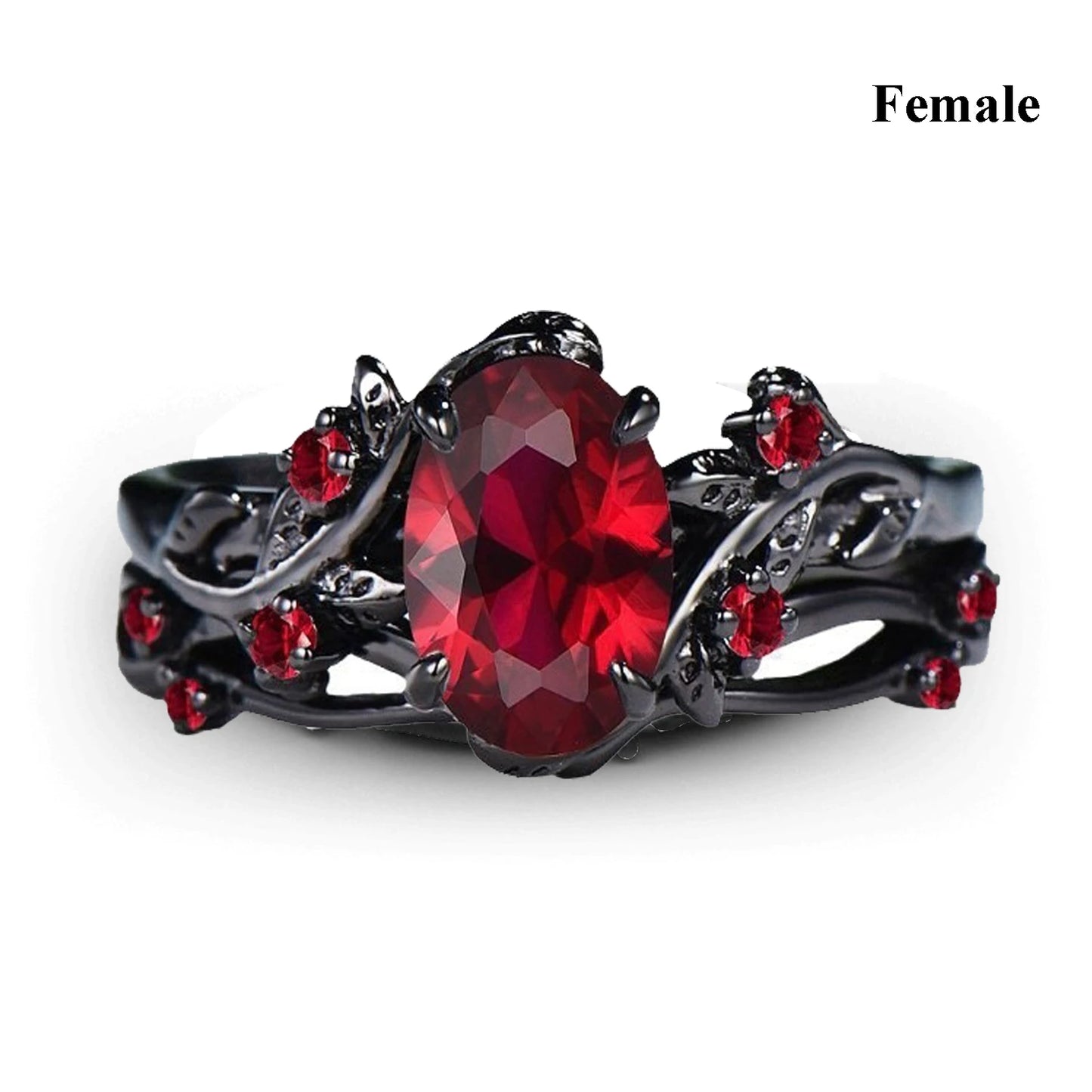 Gothic Red Rhinestone Ring Set Celtic Dragon