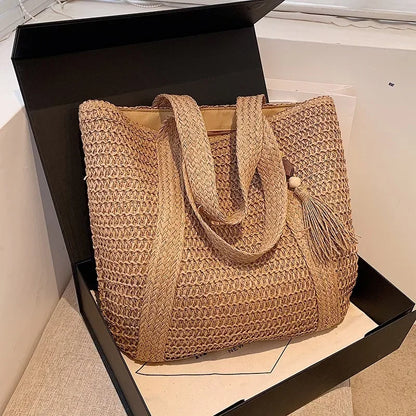 Retro Large Capacity Straw Tote Bag