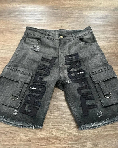 Baggy Denim Vintage Shorts  Casual Knee length