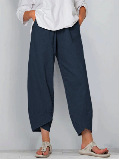 18 Solid and Patterned Cotton Linen Harem Pants, Wide Leg Trousers with Pockets