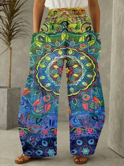 Plus Size to 5XL Casual Loose Long Wide Leg with Pockets Elastic Waist