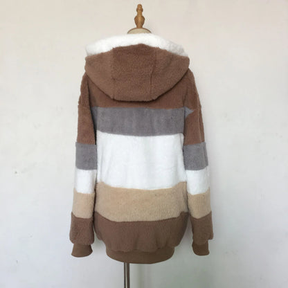 Oversized Warm Plush Jacket with Pockets, Hood, and Zipper Front, Loose, Cozy Fit. comes in 10 Colors
