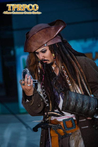 Pirate Captain Jack Sparrow Wig and Hat, Pirates of the Caribbean Cosplay Accessories