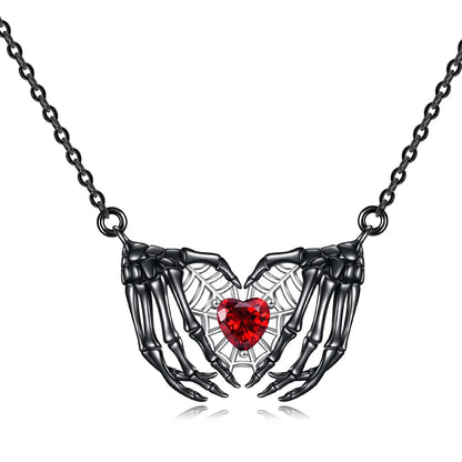 Gothic Punk Bat Wings and Heart Shaped Resin Pendant Necklace