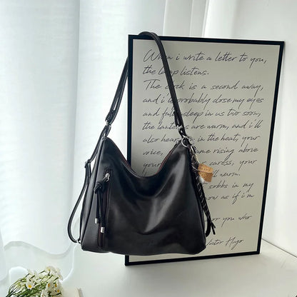 Multifunctional Crossbody Tote Bag Feaux Leather in Black or Brown