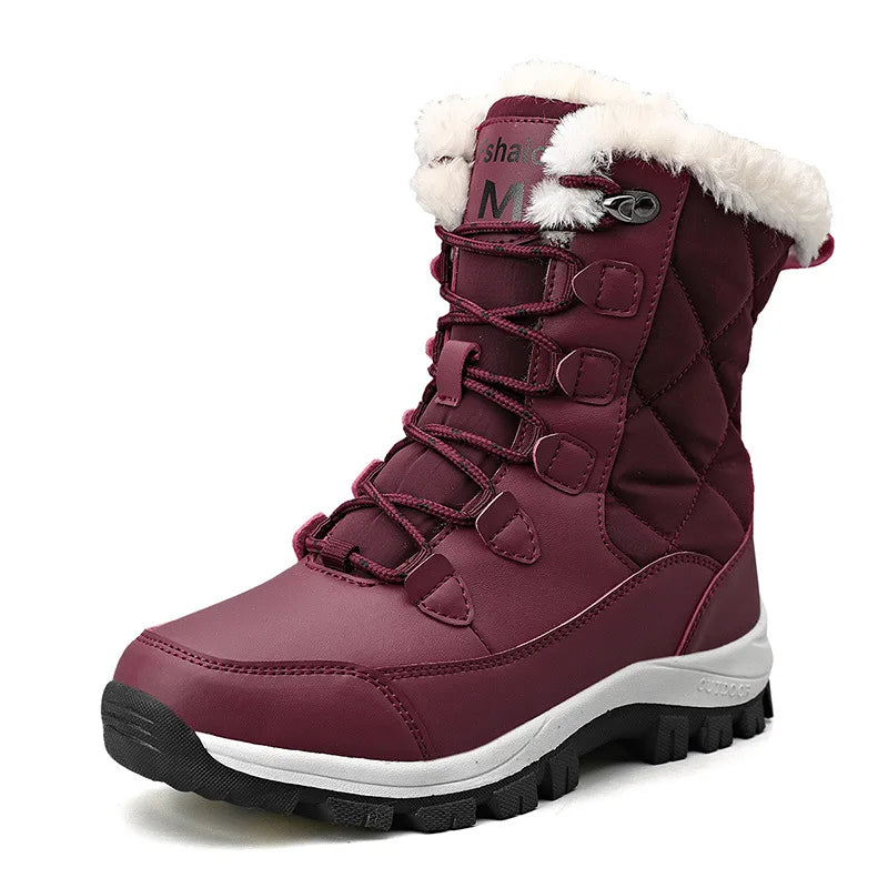 Snow Boots, Warm and Waterproof, Lace Up, Fleece Lined
