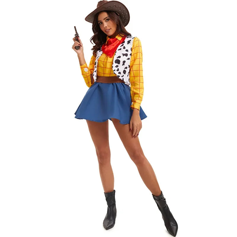 Halloween Woody Costume Matching Couple Cosplay Woody the Sheriff and Girl Friend