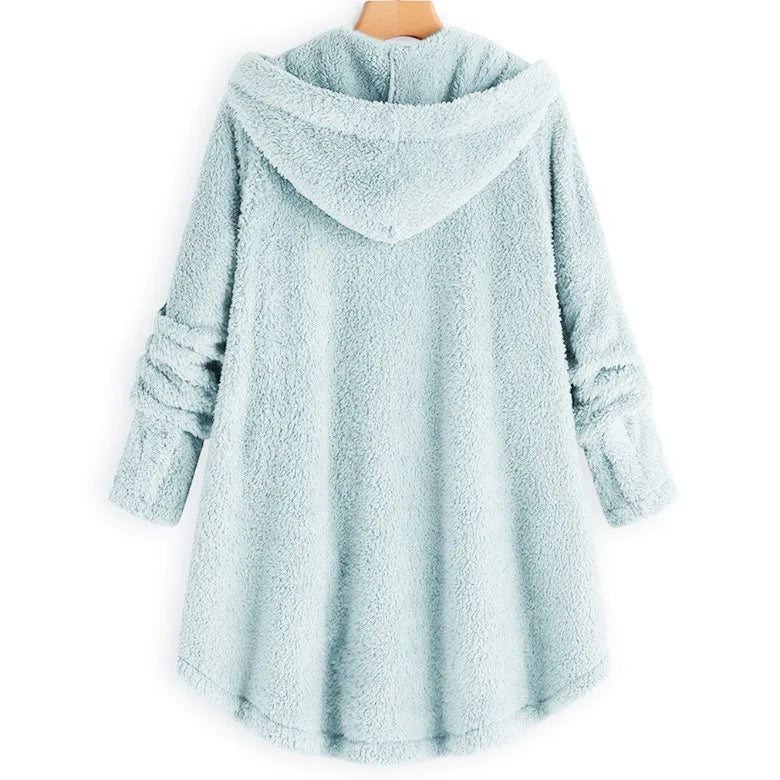 Winter Button Coat, Loose, Hooded, Plush Coat in 6 Colors