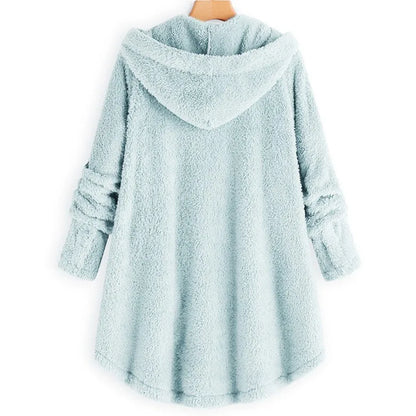 Winter Button Coat, Loose, Hooded, Plush Coat in 6 Colors