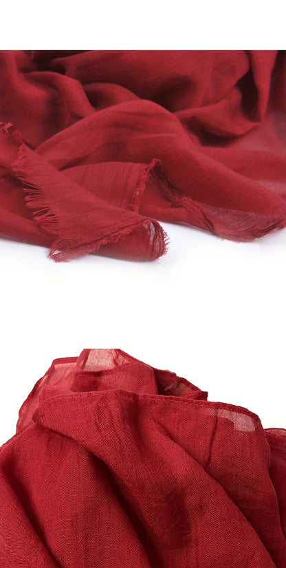 Bohème Style Solid Color Scarf, Light-weight Breathable, Sun Protectant Scarf