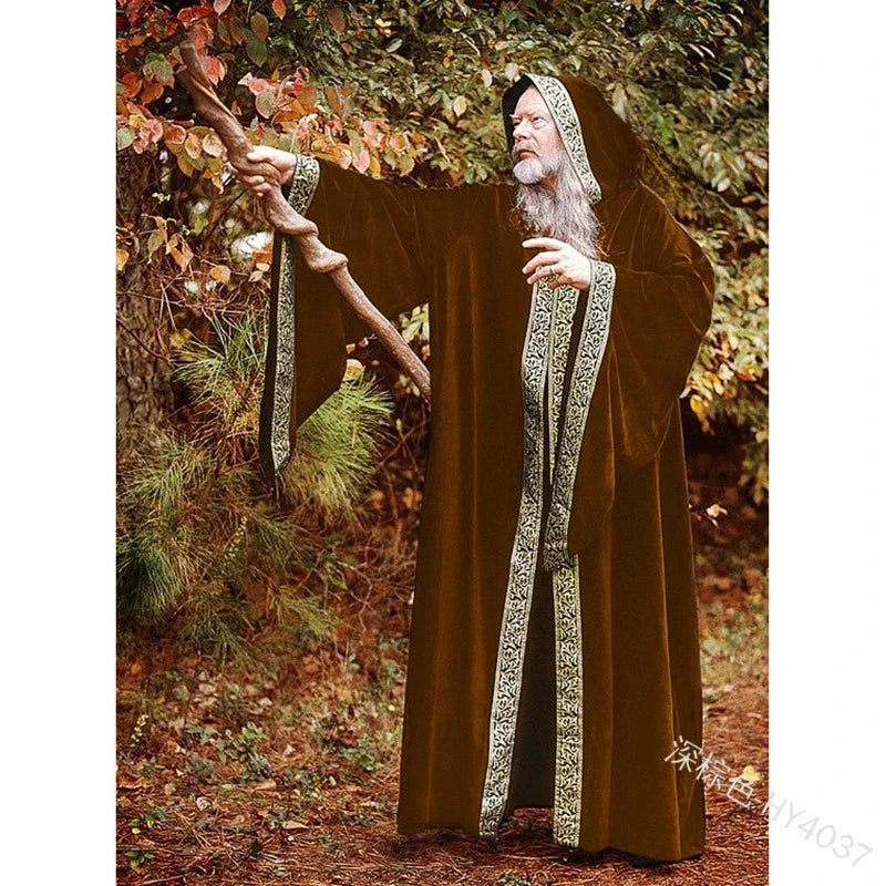 Medieval Wizard Cloak, Adult Hooded (Cane not Included)