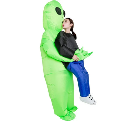 Inflatable Alien Costume With Fish Head Mask Funny Halloween Cosplay Suit For Adults