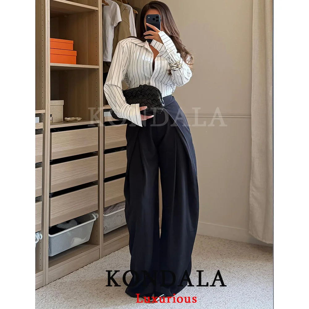 Casual Chic Wide Leg, Deeply Pleated Pants with Pockets