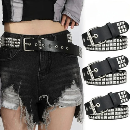 PU Leather Belt Riveted with Metal PyramidsPU.   Available to buy in quantities of 3, 5, or 10 belts for resale