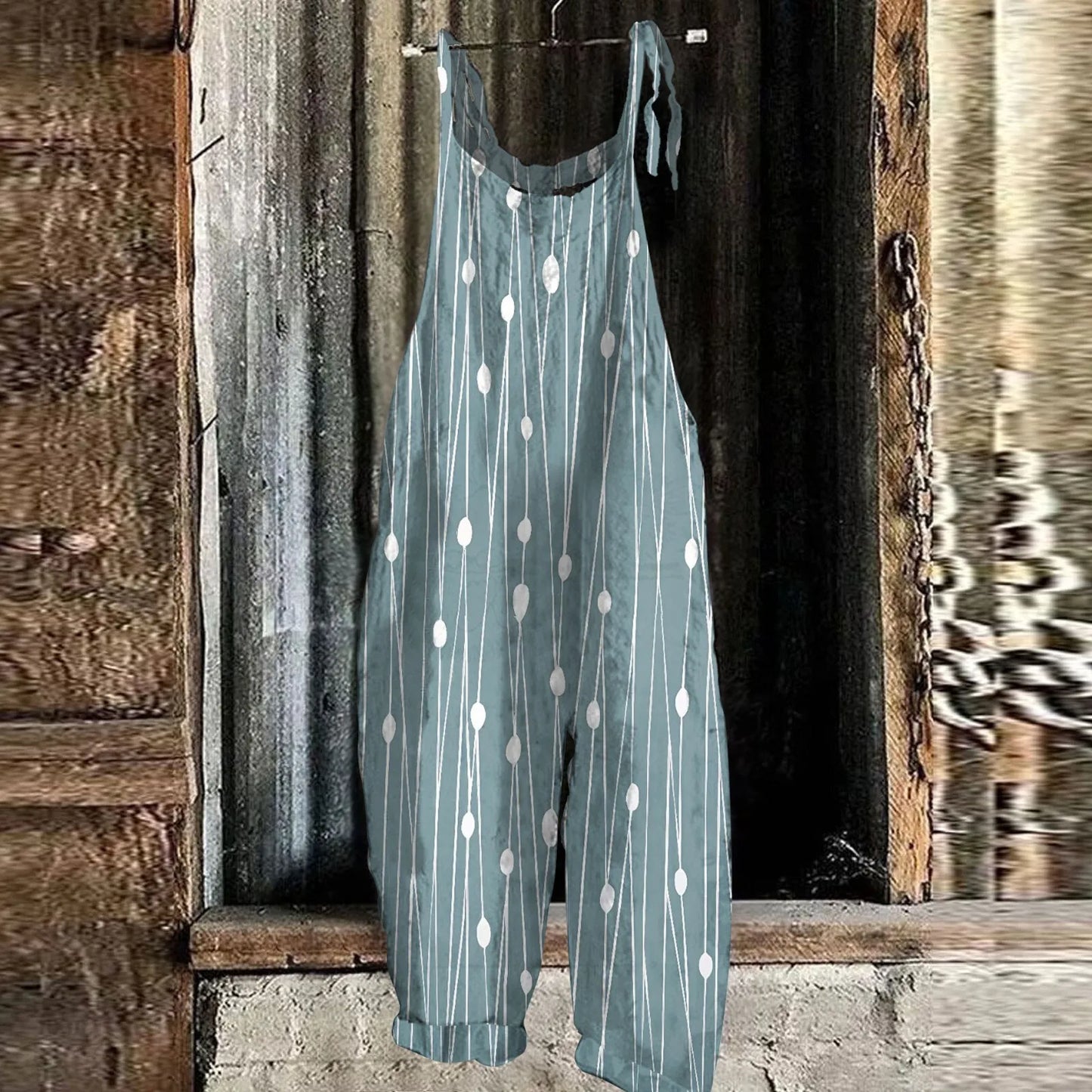 Sunflower Pattern Jumpsuits Casual Loose, Shoulder string ties; Variety of patterns
