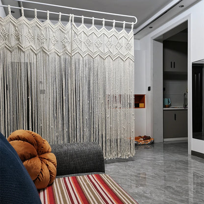 Hand-woven Macrame Cotton Tapestry Curtain, Wall Hanging Art Tapestry, Boho Decoration, Bohemian Wedding Backdrop Tapestry