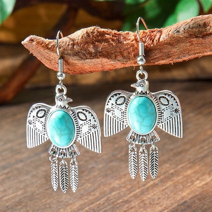 Vintage Tibetan Silver Geometric Turquoise Drop Dangle Earrings. 34 Variations